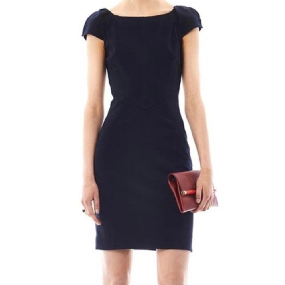 Diane von Furstenberg Black Cap Sleeve Sheath Dress – 10